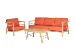Aalto 3-Person Teak Melon Outdoor Sofa with Sunbrella® Cushion - Ornate Home