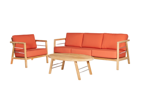 Aalto 3-Person Teak Melon Outdoor Sofa with Sunbrella® Cushion - Ornate Home