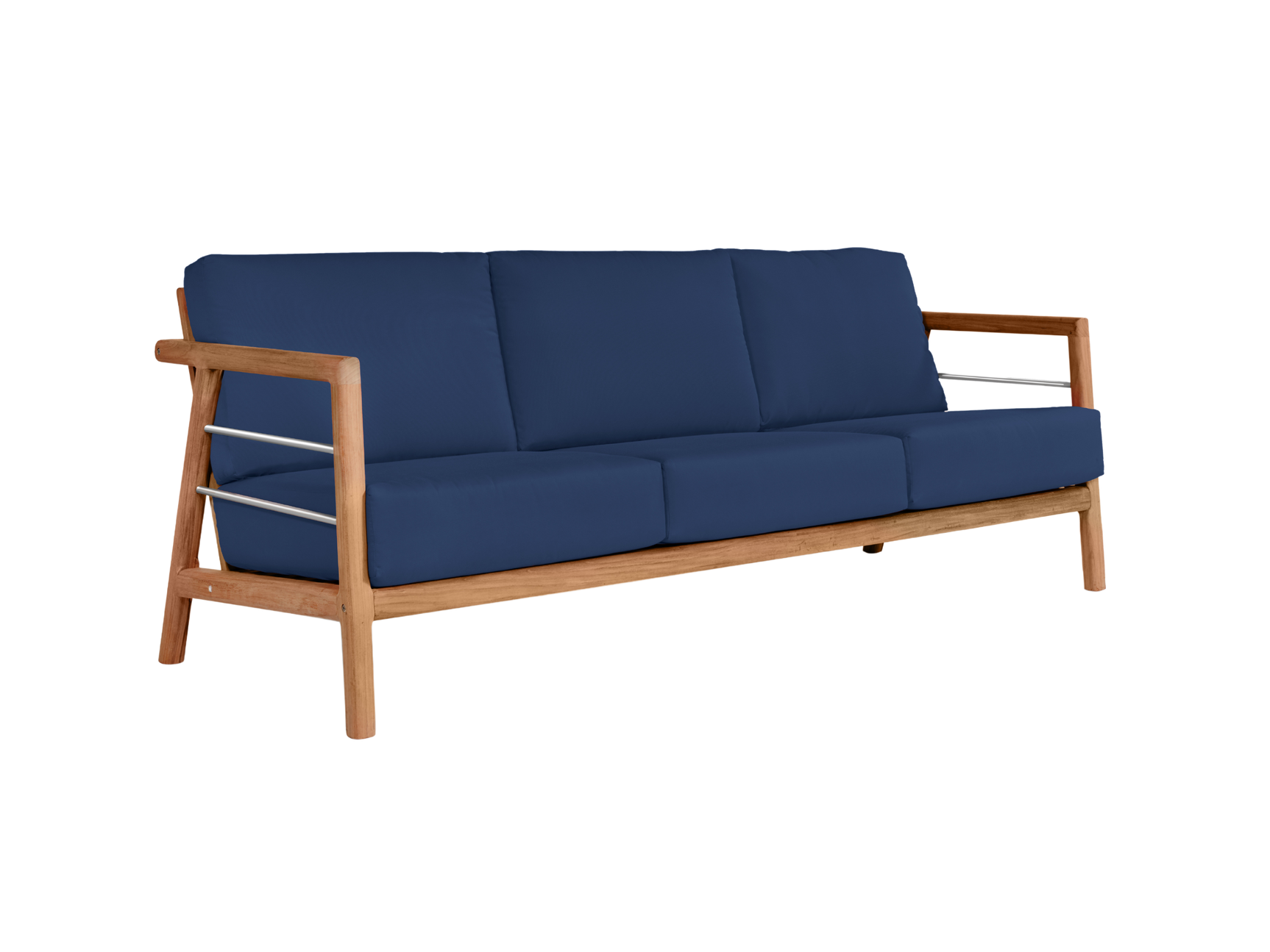 Aalto 3-Person Teak Navy Outdoor Sofa with Sunbrella® Cushion - Ornate Home