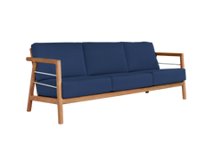 Aalto 3-Person Teak Navy Outdoor Sofa with Sunbrella® Cushion - Ornate Home