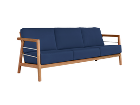 Aalto 3-Person Teak Navy Outdoor Sofa with Sunbrella® Cushion - Ornate Home