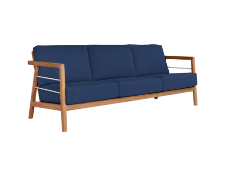 Aalto 3-Person Teak Navy Outdoor Sofa with Sunbrella® Cushion - Ornate Home