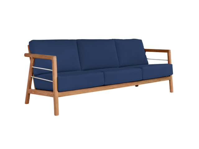 Aalto 3-Person Teak Navy Outdoor Sofa with Sunbrella® Cushion - Ornate Home