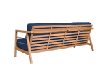 Aalto 3-Person Teak Navy Outdoor Sofa with Sunbrella® Cushion - Ornate Home