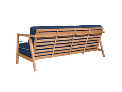 Aalto 3-Person Teak Navy Outdoor Sofa with Sunbrella® Cushion - Ornate Home