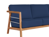 Aalto 3-Person Teak Navy Outdoor Sofa with Sunbrella® Cushion - Ornate Home
