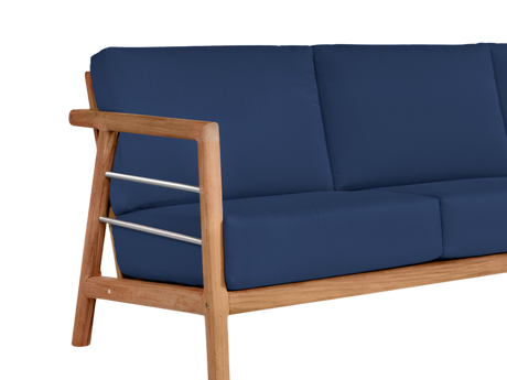 Aalto 3-Person Teak Navy Outdoor Sofa with Sunbrella® Cushion - Ornate Home