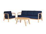 Aalto 3-Person Teak Navy Outdoor Sofa with Sunbrella® Cushion - Ornate Home