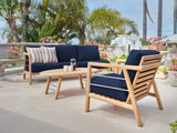 Aalto 3-Person Teak Navy Outdoor Sofa with Sunbrella® Cushion - Ornate Home