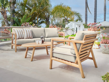 Aalto 4-Piece Teak Canvas Outdoor Patio Deep Seating Set with Sunbrella® Cushion - Ornate Home