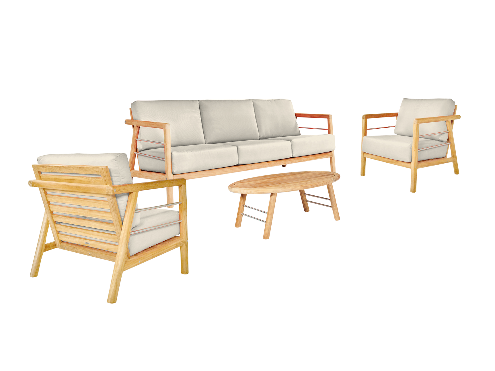 Aalto 4-Piece Teak Canvas Outdoor Patio Deep Seating Set with Sunbrella® Cushion - Ornate Home
