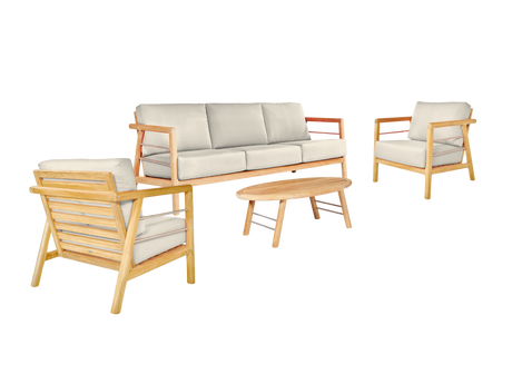 Aalto 4-Piece Teak Canvas Outdoor Patio Deep Seating Set with Sunbrella® Cushion - Ornate Home