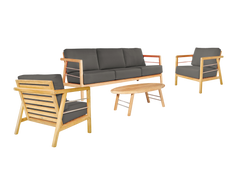 Aalto 4-Piece Teak Charcoal Outdoor Patio Deep Seating Set with Sunbrella® Cushion - Ornate Home