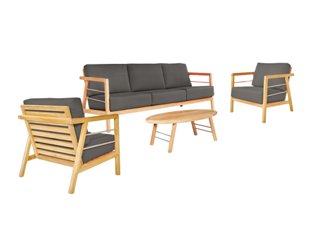 Aalto 4-Piece Teak Charcoal Outdoor Patio Deep Seating Set with Sunbrella® Cushion - Ornate Home