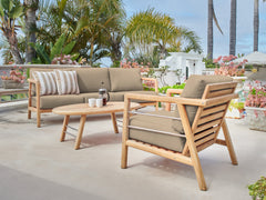 Aalto 4-Piece Teak Fawn Outdoor Patio Deep Seating Set with Sunbrella® Cushion - Ornate Home