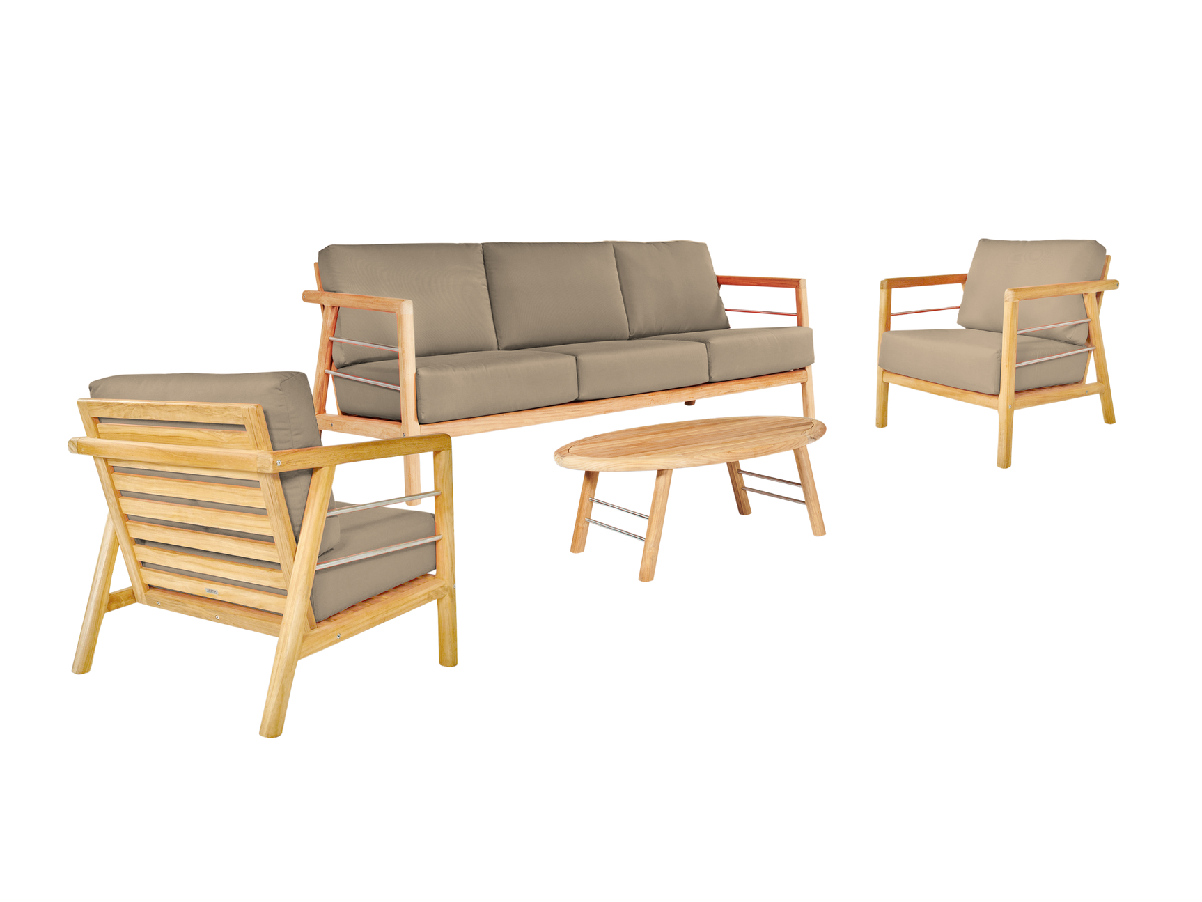 Aalto 4-Piece Teak Fawn Outdoor Patio Deep Seating Set with Sunbrella® Cushion - Ornate Home