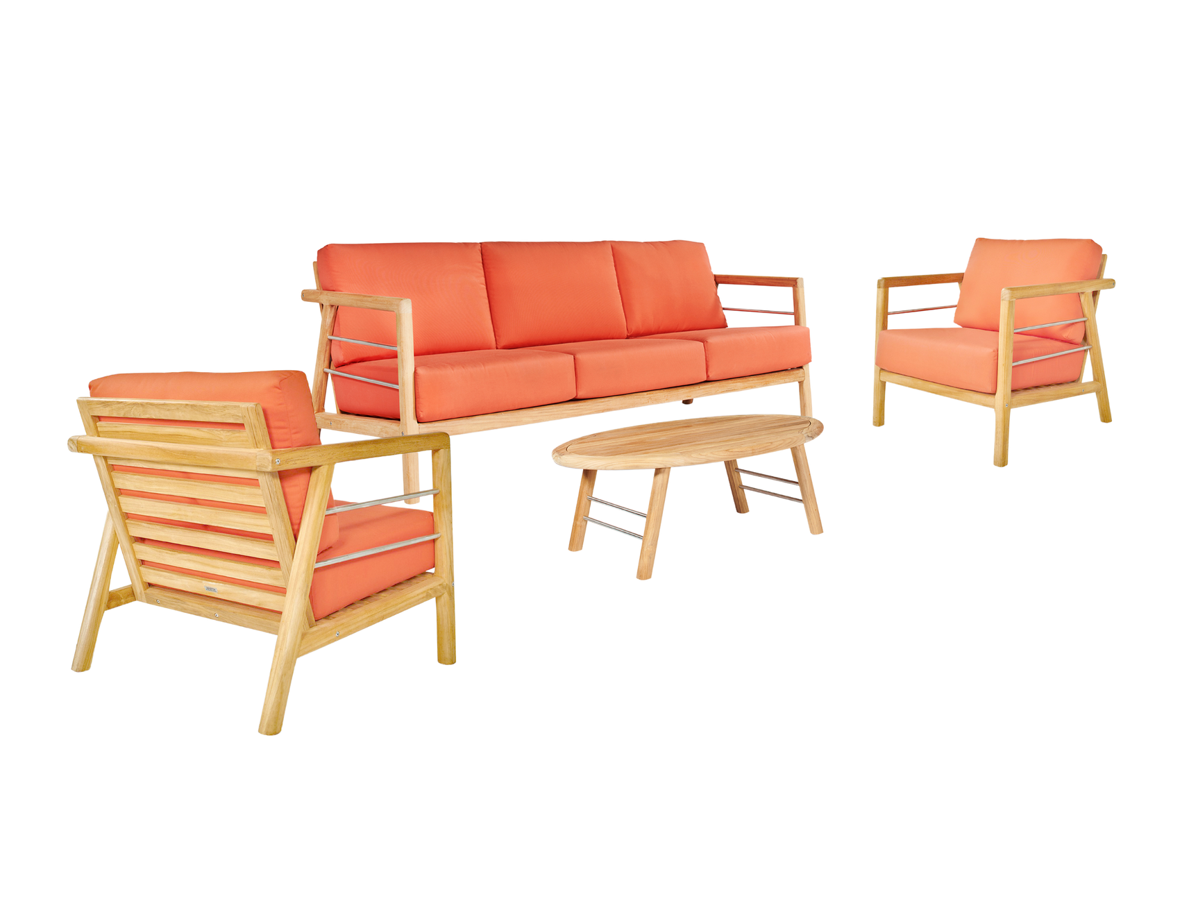 Aalto 4-Piece Teak Melon Outdoor Patio Deep Seating Set with Sunbrella® Cushion - Ornate Home