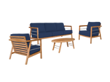 Aalto 4-Piece Teak Navy Outdoor Patio Deep Seating Set with Sunbrella® Cushion - Ornate Home