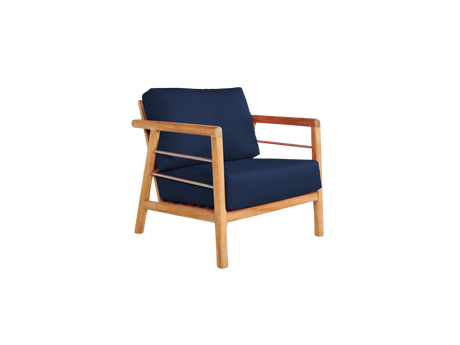 Aalto 4-Piece Teak Navy Outdoor Patio Deep Seating Set with Sunbrella® Cushion - Ornate Home