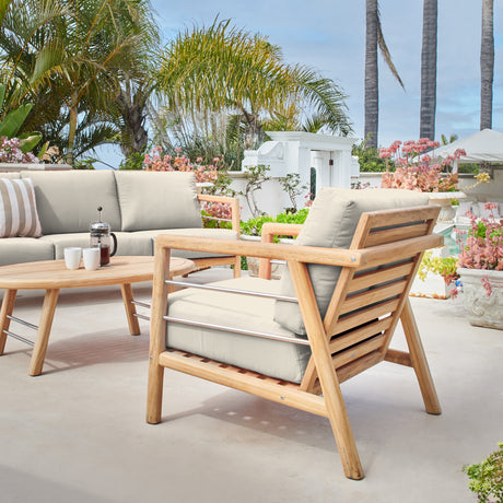 Aalto Teak Canvas Outdoor Club Chair with Sunbrella® Cushion - Ornate Home