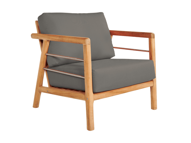 Aalto Teak Charcoal Outdoor Club Chair with Sunbrella® Cushion - Ornate Home