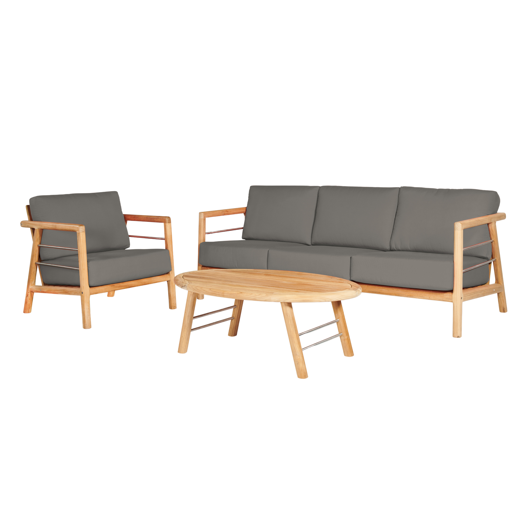 Aalto Teak Charcoal Outdoor Club Chair with Sunbrella® Cushion - Ornate Home