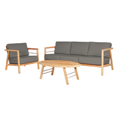 Aalto Teak Charcoal Outdoor Club Chair with Sunbrella® Cushion - Ornate Home