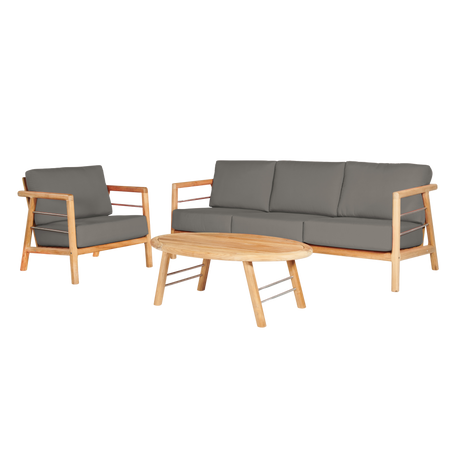 Aalto Teak Charcoal Outdoor Club Chair with Sunbrella® Cushion - Ornate Home
