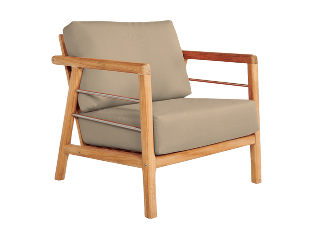 Aalto Teak Fawn Outdoor Club Chair with Sunbrella® Cushion - Ornate Home