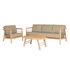 Aalto Teak Fawn Outdoor Club Chair with Sunbrella® Cushion - Ornate Home