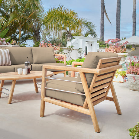 Aalto Teak Fawn Outdoor Club Chair with Sunbrella® Cushion - Ornate Home