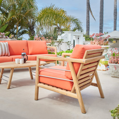 Aalto Teak Melon Outdoor Club Chair with Sunbrella® Cushion - Ornate Home