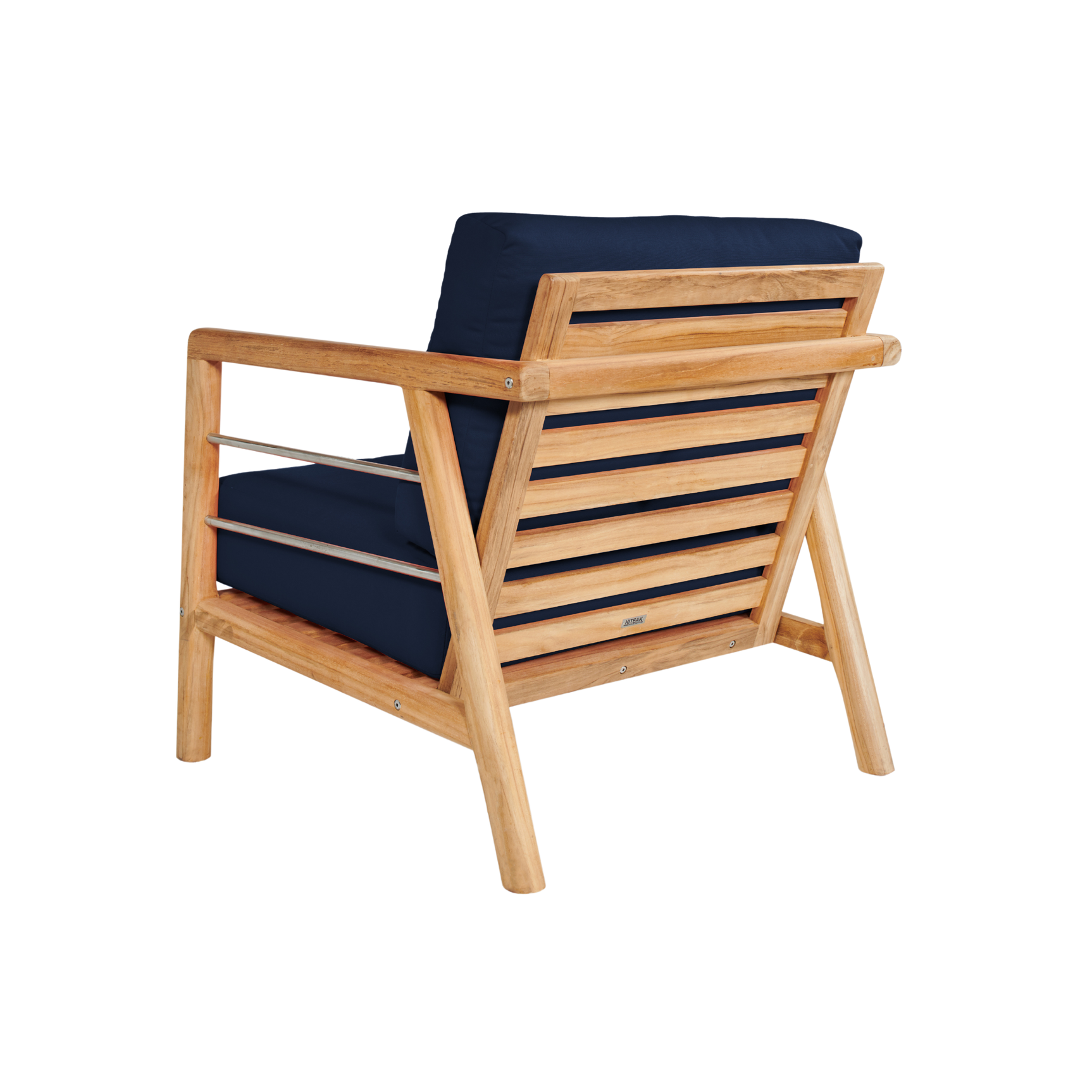 Aalto Teak Navy Outdoor Club Chair with Sunbrella® Cushion - Ornate Home