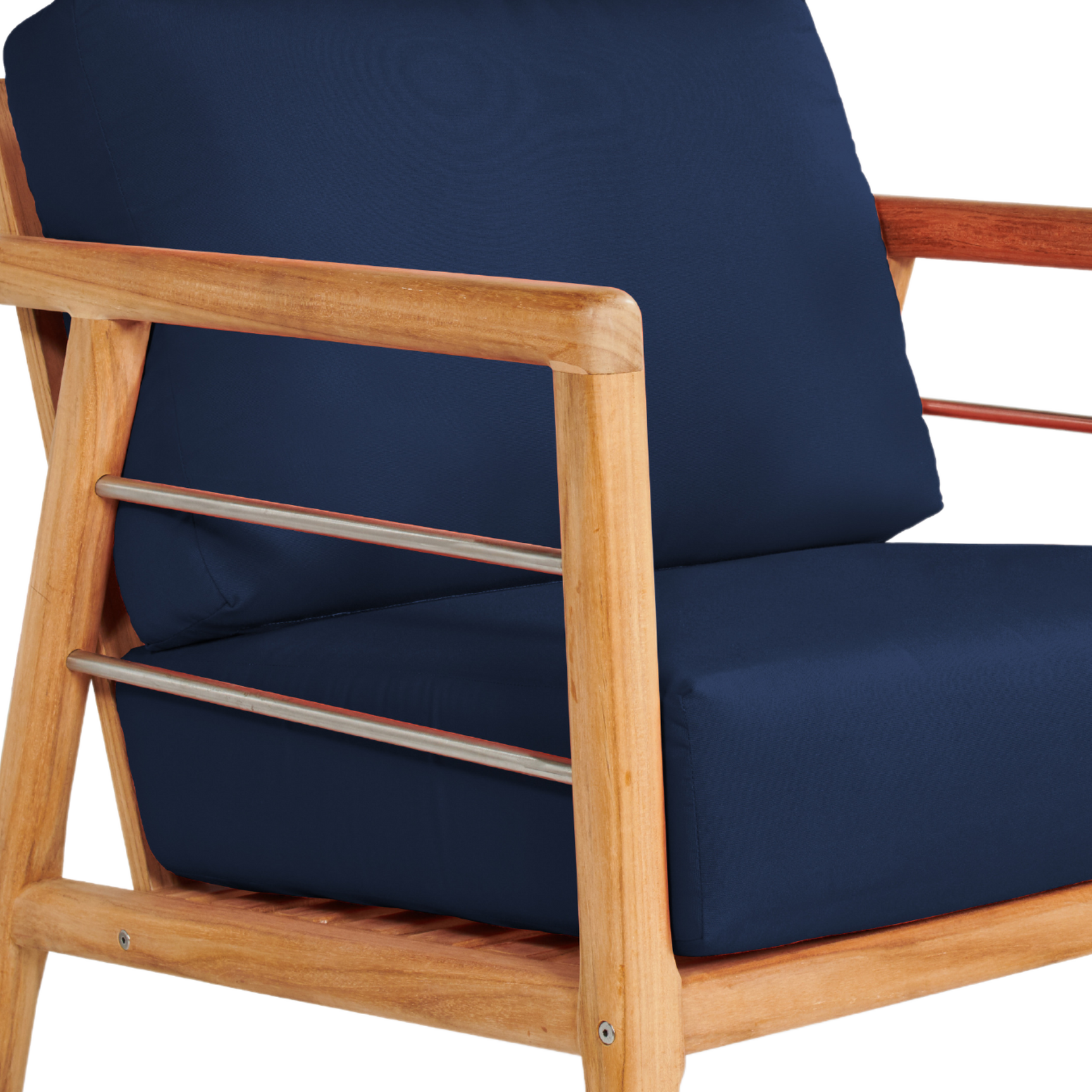 Aalto Teak Navy Outdoor Club Chair with Sunbrella® Cushion - Ornate Home
