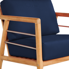Aalto Teak Navy Outdoor Club Chair with Sunbrella® Cushion - Ornate Home