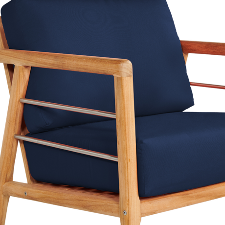 Aalto Teak Navy Outdoor Club Chair with Sunbrella® Cushion - Ornate Home