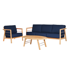 Aalto Teak Navy Outdoor Club Chair with Sunbrella® Cushion - Ornate Home