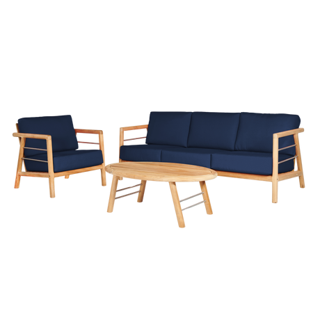 Aalto Teak Navy Outdoor Club Chair with Sunbrella® Cushion - Ornate Home