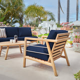 Aalto Teak Navy Outdoor Club Chair with Sunbrella® Cushion - Ornate Home