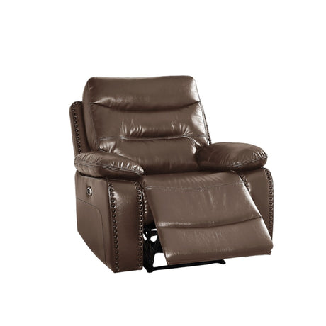 Aashi Brown Faux Leather Power Recliner - Ornate Home