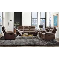 Aashi Brown Leather Gel Match Reclining Sofa - Ornate Home