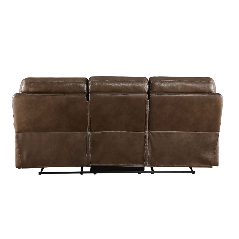 Aashi Brown Leather Gel Match Reclining Sofa - Ornate Home
