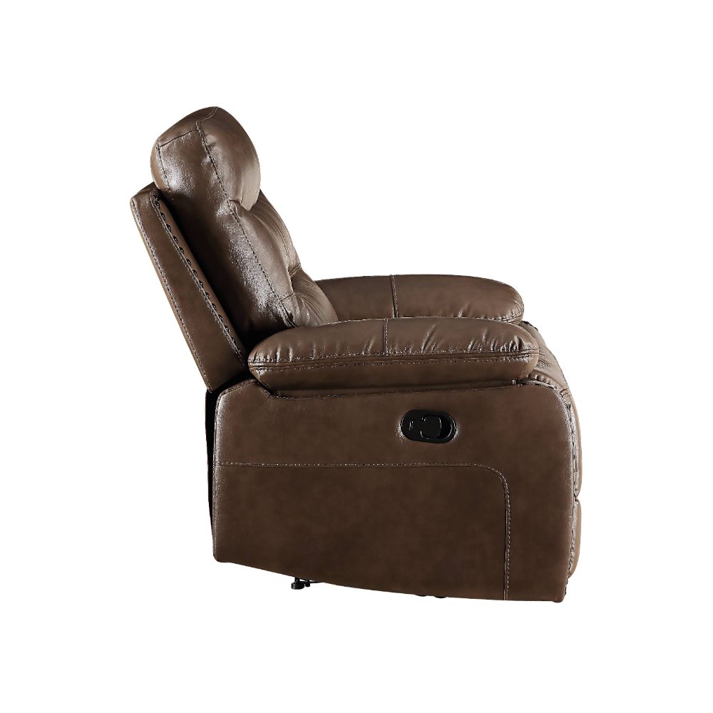 Aashi Brown Leather Gel Match Reclining Sofa - Ornate Home