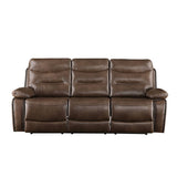 Aashi Brown Leather Gel Match Reclining Sofa - Ornate Home