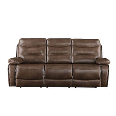 Aashi Brown Leather Gel Match Reclining Sofa - Ornate Home