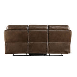 Aashi Brown Leather Gel Match Sofa (Motion) - Ornate Home