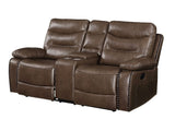 Aashi Brown Loveseat w/Console (Motion) - Ornate Home