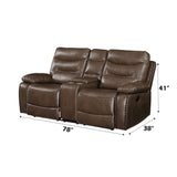 Aashi Brown Reclining Loveseat w/Console - Ornate Home