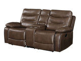 Aashi Brown Reclining Loveseat w/Console - Ornate Home