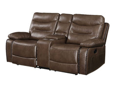 Aashi Brown Reclining Loveseat w/Console - Ornate Home